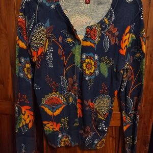 Merona Blue Floral Knit Sweater
